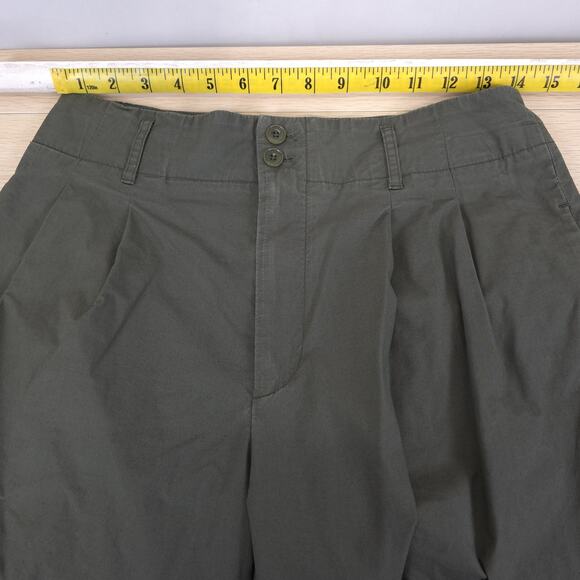 Uniqlo Pants Womens 4 Green High Rise Wide Leg Cropped Cotton Blend Casual - Picture 7 of 12